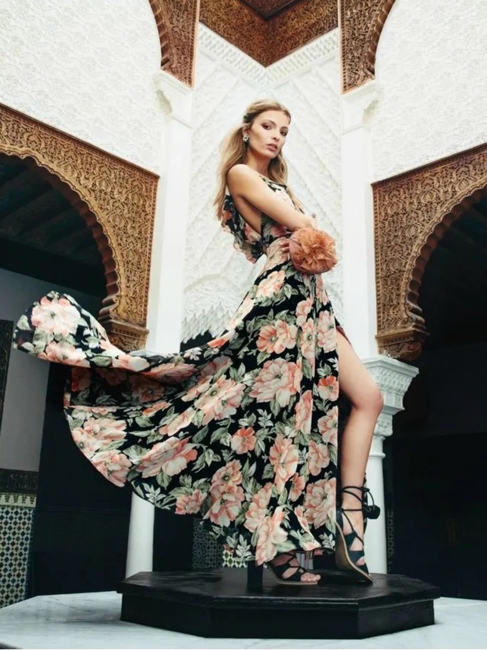 Reformation • Arianna Dress maxi wrap gown De Marie dark floral